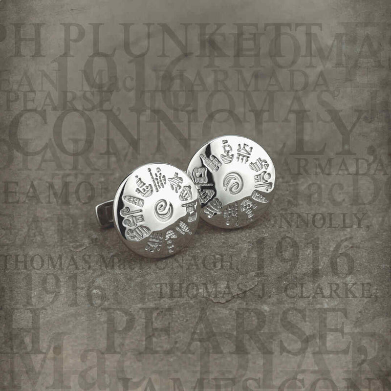 SILVER HISTORY OF IRELAND ROUND CUFFLINKS 1