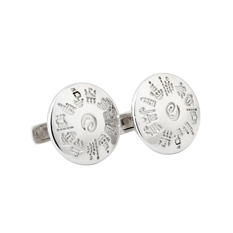 SILVER HISTORY OF IRELAND ROUND CUFFLINKS 2