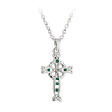 Colgante de cruz celta de cristal bañada en plata