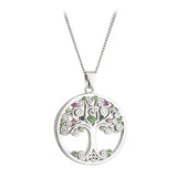 Colgante de Árbol de la Vida de Cristal Bañado en Plata