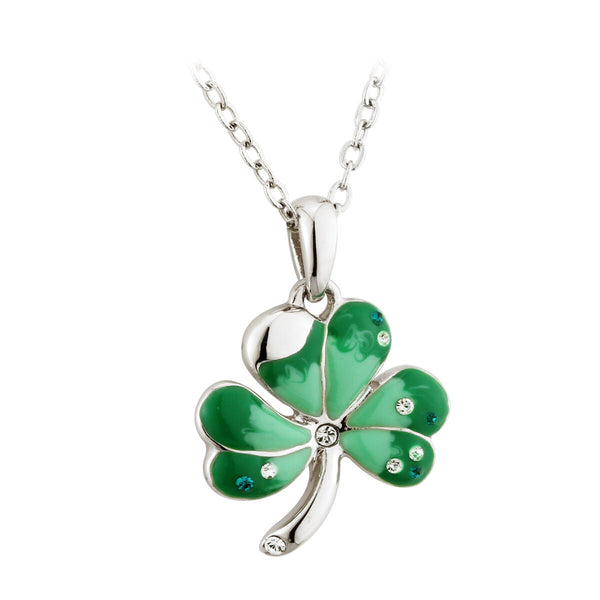 Silver Plated Enamel & Crystal Sham Pendant