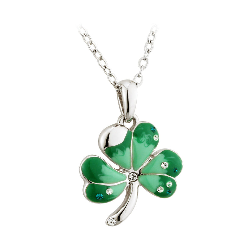 Silver Plated Enamel & Crystal Sham Pendant