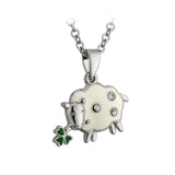 Silver Plated Enamel & Crystal Sheep Pendant