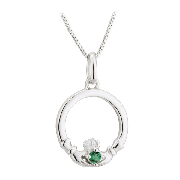 claddagh pendant with green crystal