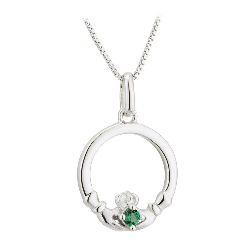 claddagh pendant with green crystal