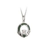 STERLING SILVER CONNEMARA MARBLE CLADDAGH PENDANT