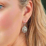 Silver Tree of Life Earrings on model