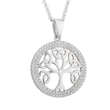 Silver Celtic Tree of Life Pendant Necklace with Crystals