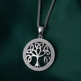 STERLING SILVER CUBIC ZIRCONIA TREE OF LIFE NECKLACE