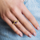 14K Gold Amethyst June Claddagh Birthstone Ring
