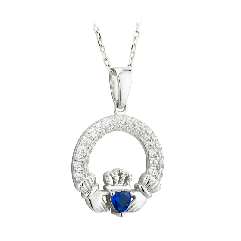 september birthstone claddagh pendant