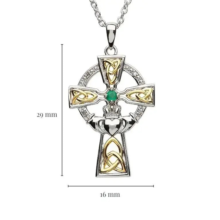 ceotic cross online silver trinity cross set with emerald and diamond measurement