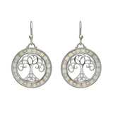 Silver Mother of Pearl Tree of Life Earrings