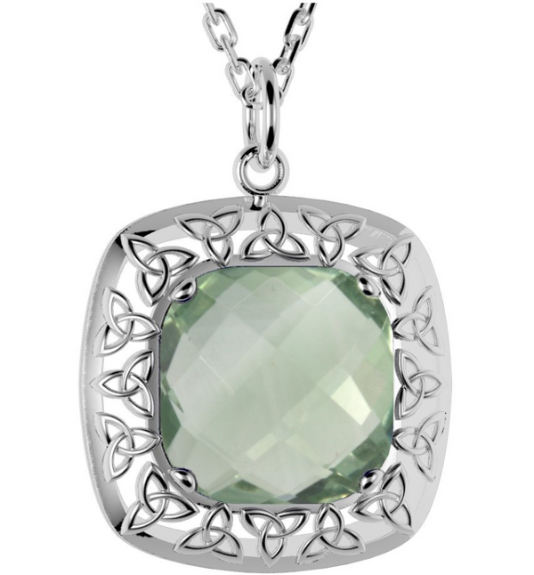 Green Amethyst Trinity Knot Pendant - 2524