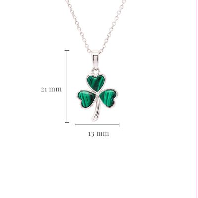 Colgante de Trébol de Plata Esterlina con Malaquita Verde
