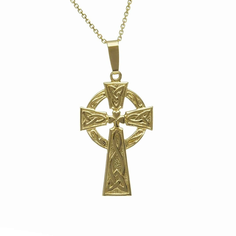 10k Solid Gold Celtic Cross with Shamrock