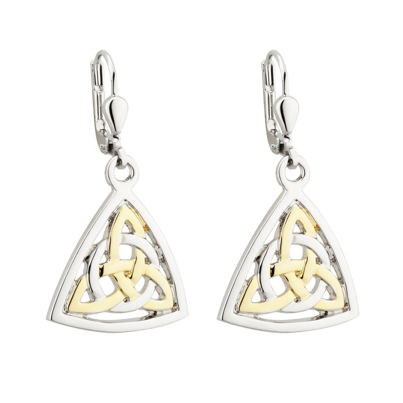 Two-Tone Plated Celtic Knot Drop Earrings