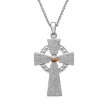 celtic cross with rose gold bead
