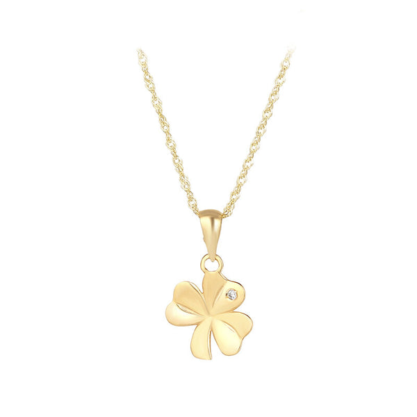 10k Gold CZ Shamrock Necklace