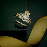 14 Karat Gold Diamant Verlobungsring Claddagh-Ring