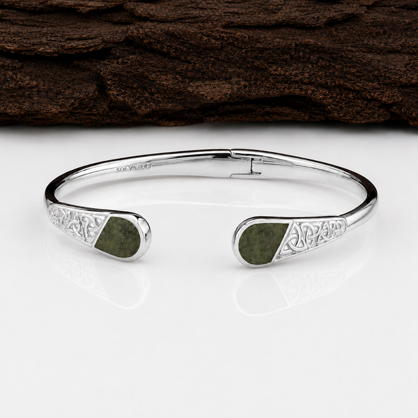 Silver Connemara Marble Trinity Knot Bangle