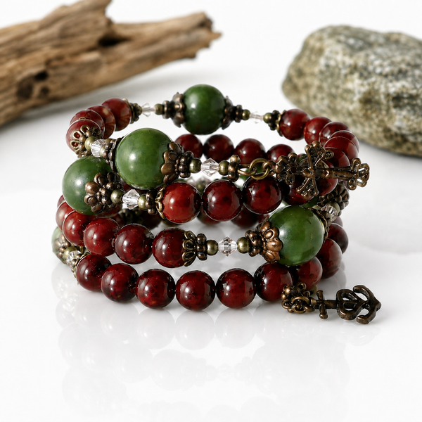 Red Rosary Bracelet with Connemara Marble