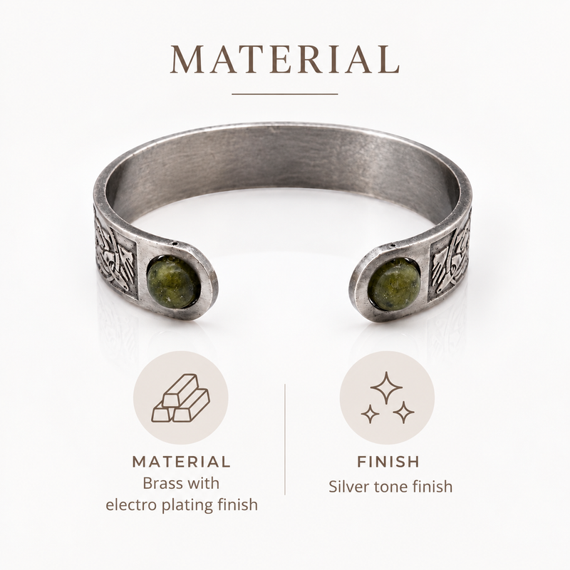 Connemara Marble Bead Silver Tone Bracelet