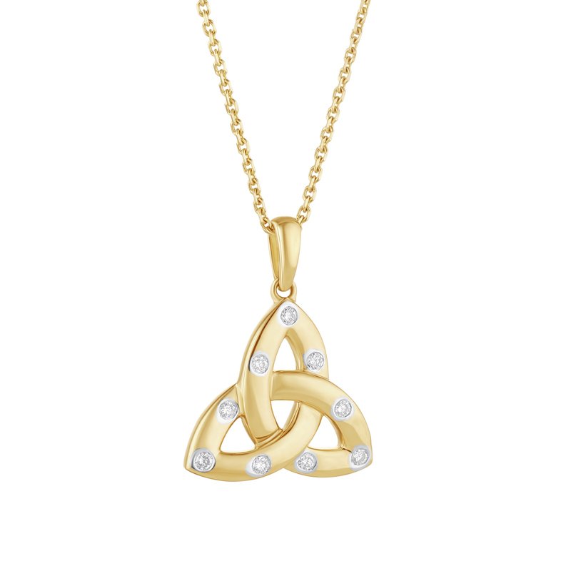 18K GOLD DIA SMALL TRINITY KNOT PENDANT ON 18-INCH FLAT CURB CHAIN