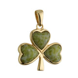 14K Gold Connemara Marble Shamrock Charm