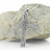 Marcasite Emerald Celtic Cross