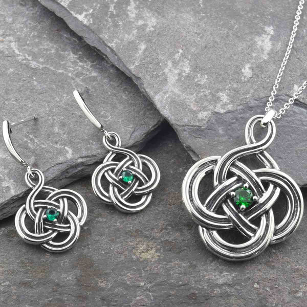 Sterling Silver Celtic Knot Necklace and Earrings