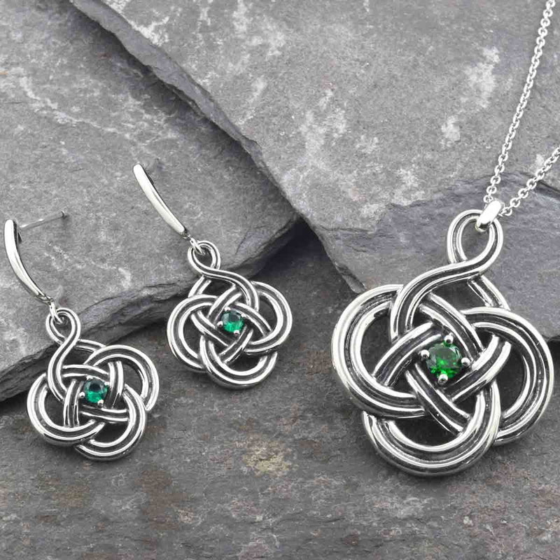 Sterling Silver Celtic Knot Necklace and Earrings