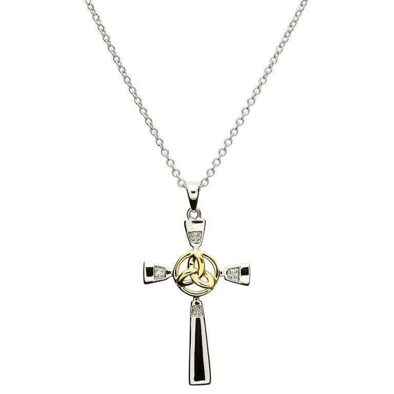 celtic-silver-cross-with-gold-plate-trinity-SF11-4