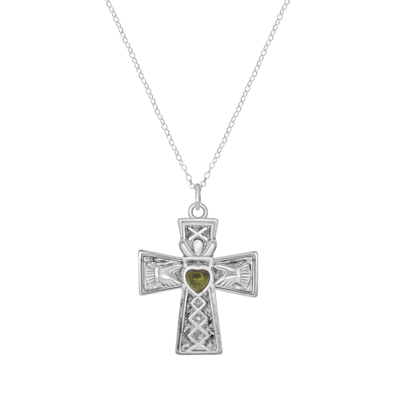 Connemara Marble Claddagh Cross Necklace