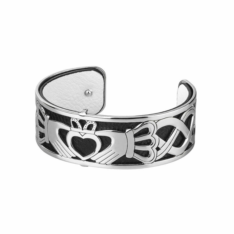 claddagh leather cuff bracelet