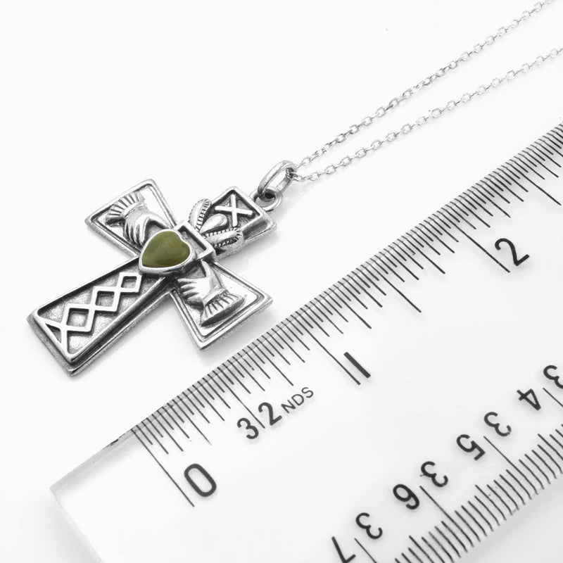 Connemara Marble Claddagh Cross Necklace
