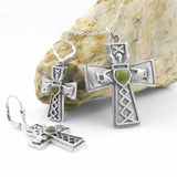 Connemara Marble Claddagh Cross Earrings