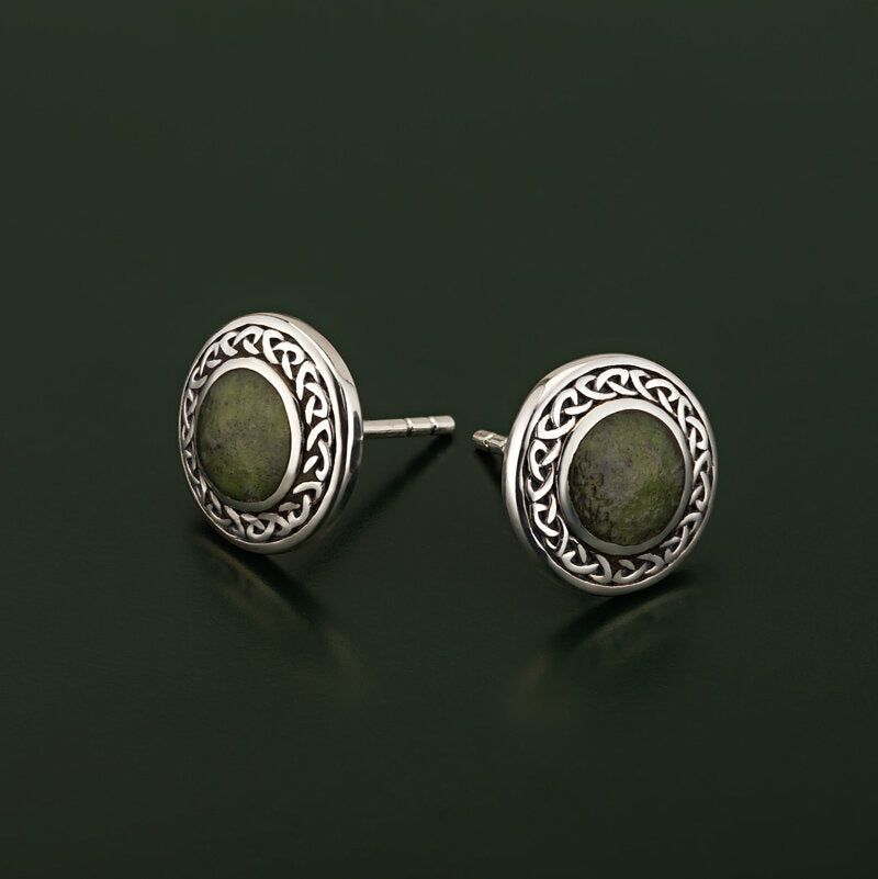 connemara marble round celtic stud earrings 2