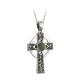Connemara Marble Marcasite Cross Pendant