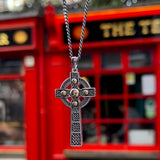 Silver With 10K Gold Celtic Cross Pendant