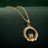 14K Gold Heavy Claddagh Pendant