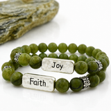 Connemara Marble Stretch Bracelet Set - Joy & Faith