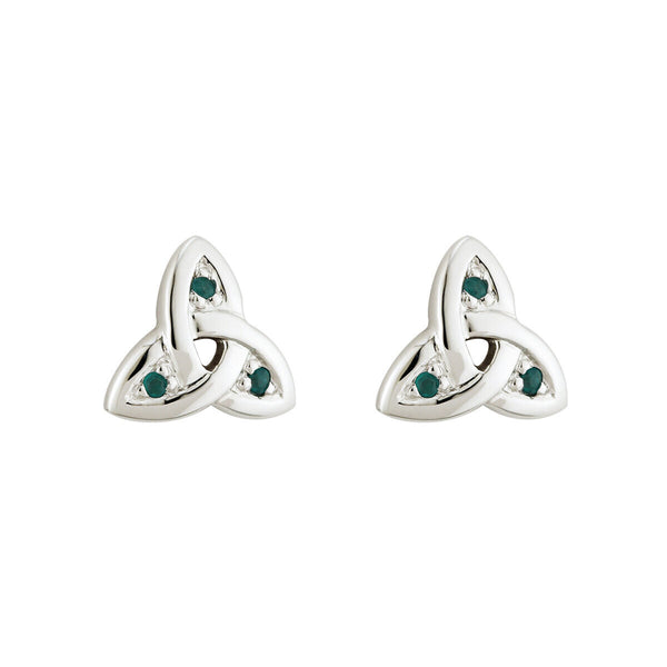 emerald trinity knot stud earrings 1