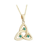 14K Yellow Gold Emerald Trinity Knot Necklace