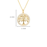 Collar del Árbol de la Vida Celta de Vermeil de Oro con Esmalte y Detalles de Circonita Cúbica