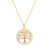 Collar del Árbol de la Vida Celta de Vermeil de Oro con Esmalte y Detalles de Circonita Cúbica