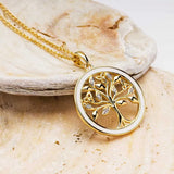 Collar del Árbol de la Vida Celta de Vermeil de Oro con Esmalte y Detalles de Circonita Cúbica