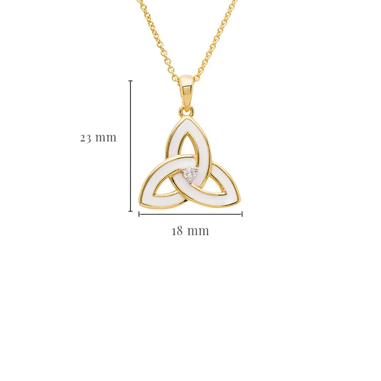 Collar nudo celta trinidad esmaltado blanco en vermeil de oro