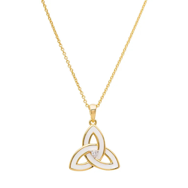 Collar nudo celta trinidad esmaltado blanco en vermeil de oro