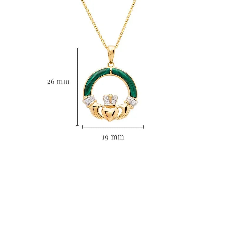 Collar Claddagh de malaquita con vermeil de oro